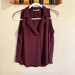 Lush Deep Burgundy Sleeveless Blouse